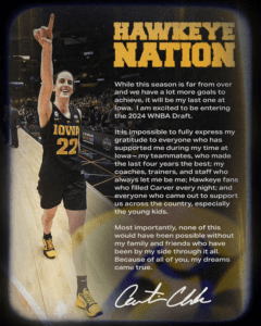 Caitlin Clark of the University of Iowa Announces Intent to Join the 2024 WNBA Draft