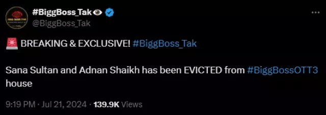 Sana Sultan and Adnan Shaikh Evicted from Bigg Boss OTT 3