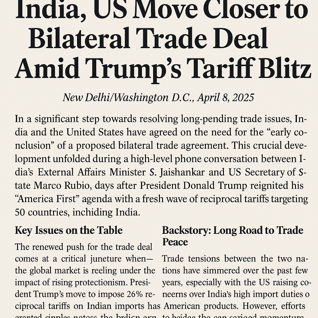 India, US Move Closer to Bilateral Trade Deal Amid Trump’s Tariff Blitz Bilateral Trade Deal
