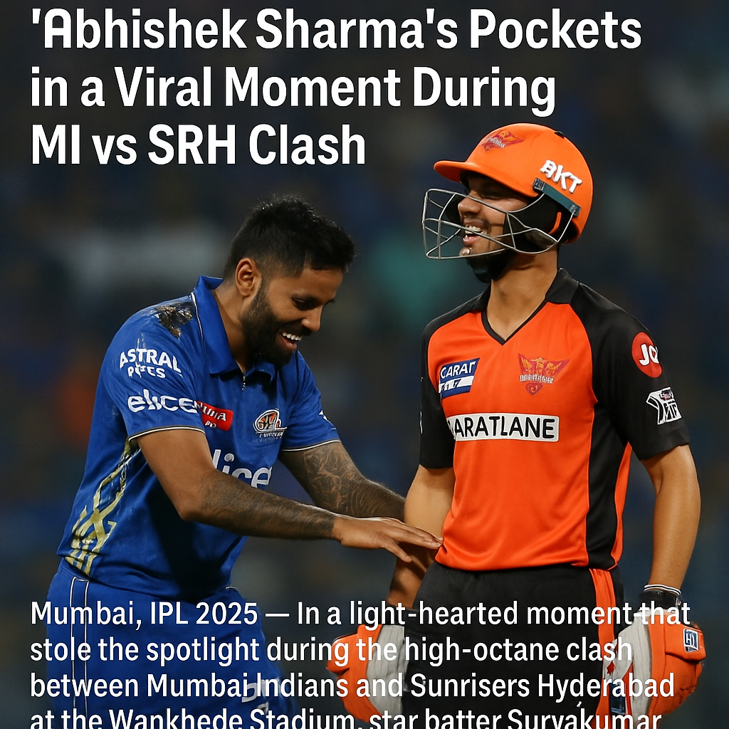LOL on the Field! Suryakumar Yadav Checks Abhishek Sharma’s Pockets in a Viral Moment During MI vs SRH Clash Suryakumar Yadav Checks Abhishek Sharma’s Pockets