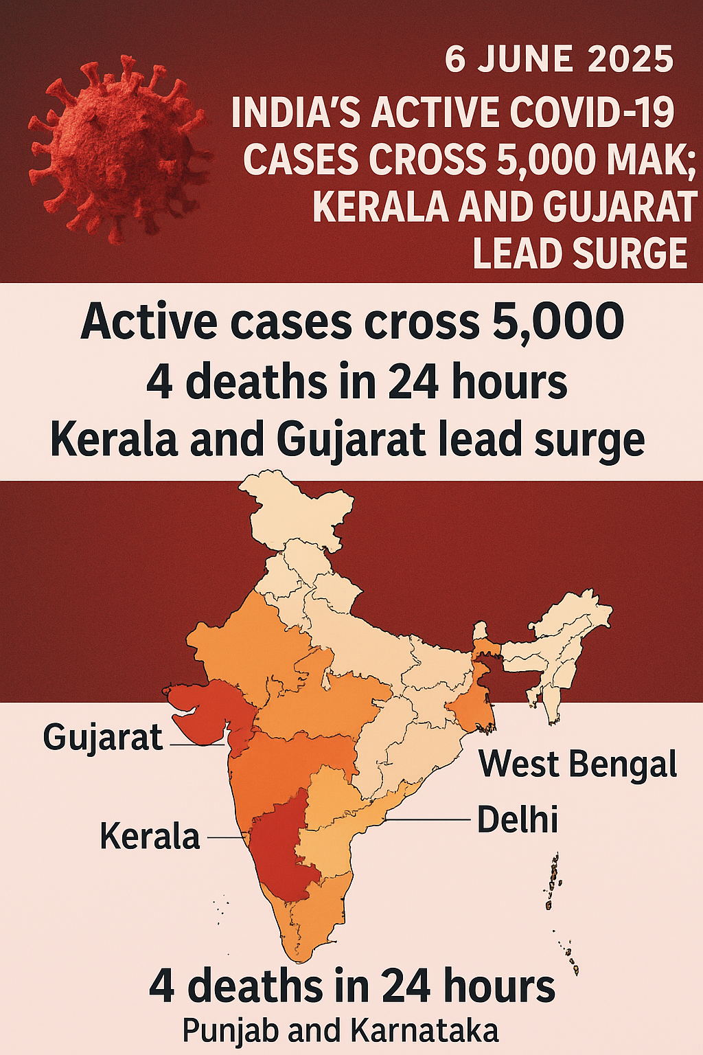 India’s Active COVID-19 Cases Cross 5,000 Mark