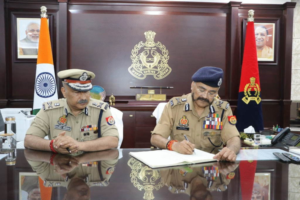 DGP Prashant Kumar officially handed over the reins to newly appointed acting DGP Rajeev Krishna