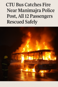 CTU Bus Catches Fire Near Manimajra