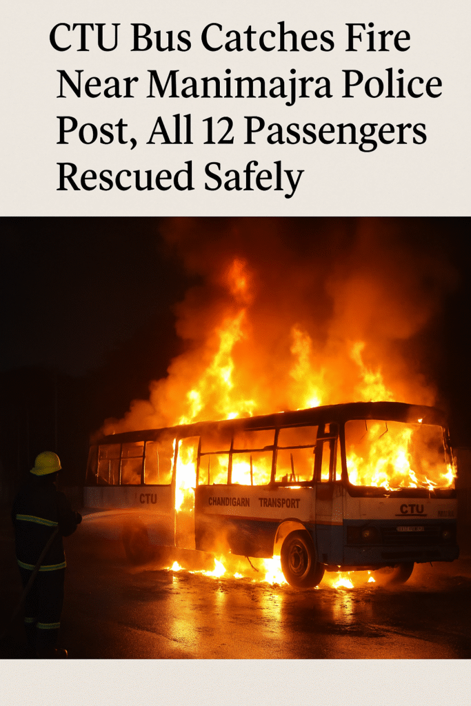 CTU Bus Catches Fire Near Manimajra