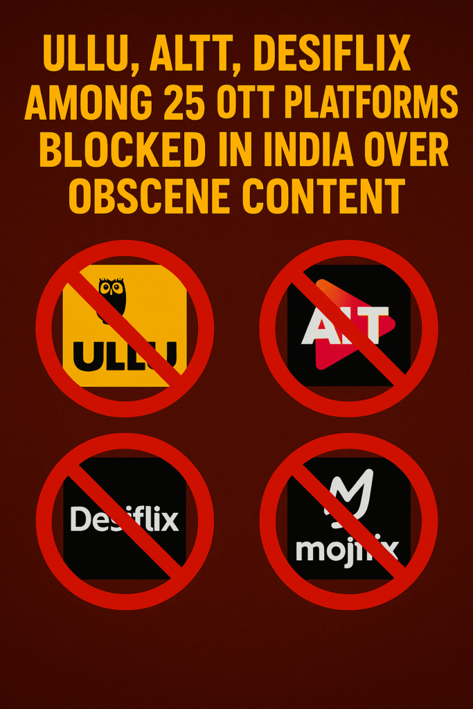 ULLU, ALTT, Desiflix Among 25 OTT Platforms Blocked in India Over Obscene Content