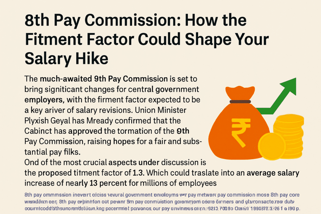 8th pay commission, fitment factor, central government employees, salary hike, 8th pay commission news, 8th pay commission salary, 8th pay commission update, 7th pay commission, government salary revision, pay commission hike, dearness allowance reset, central government pensions, 8th pay commission fitment factor, salary increase 2025, india pay commission update