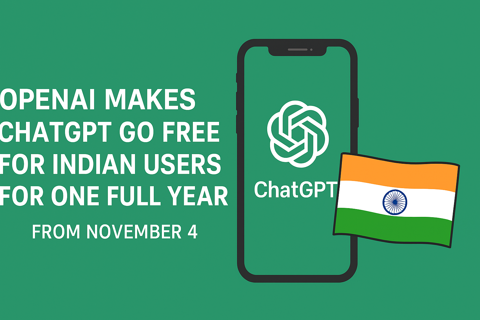 OpenAI Makes ChatGPT Go Free for Indian Users for One Full Year Starting November 4