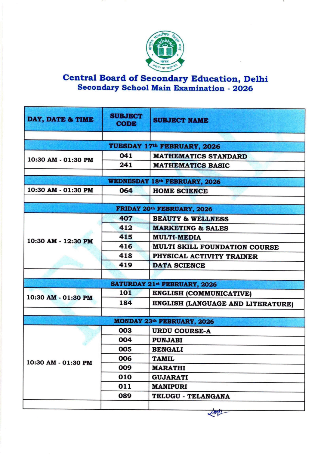 CBSE Releases Datesheet for Class 10 and 12 Board Exams 2026: Full ...