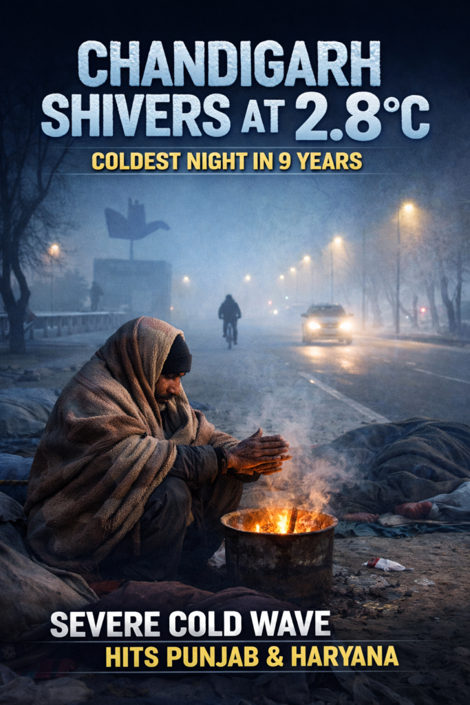 Chandigarh Shivers as Temperature Drops to 2.8°C, Cold Wave Grips North India