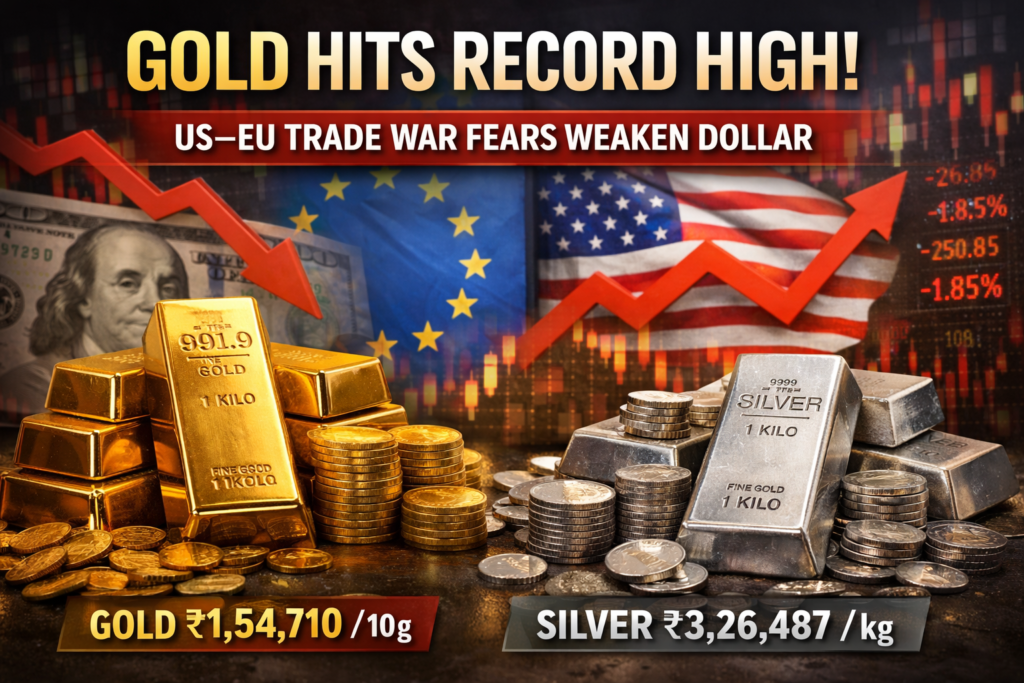 Gold Price Today Hits Record High as US–EU Trade War Fears Fuel Safe-Haven Rush
