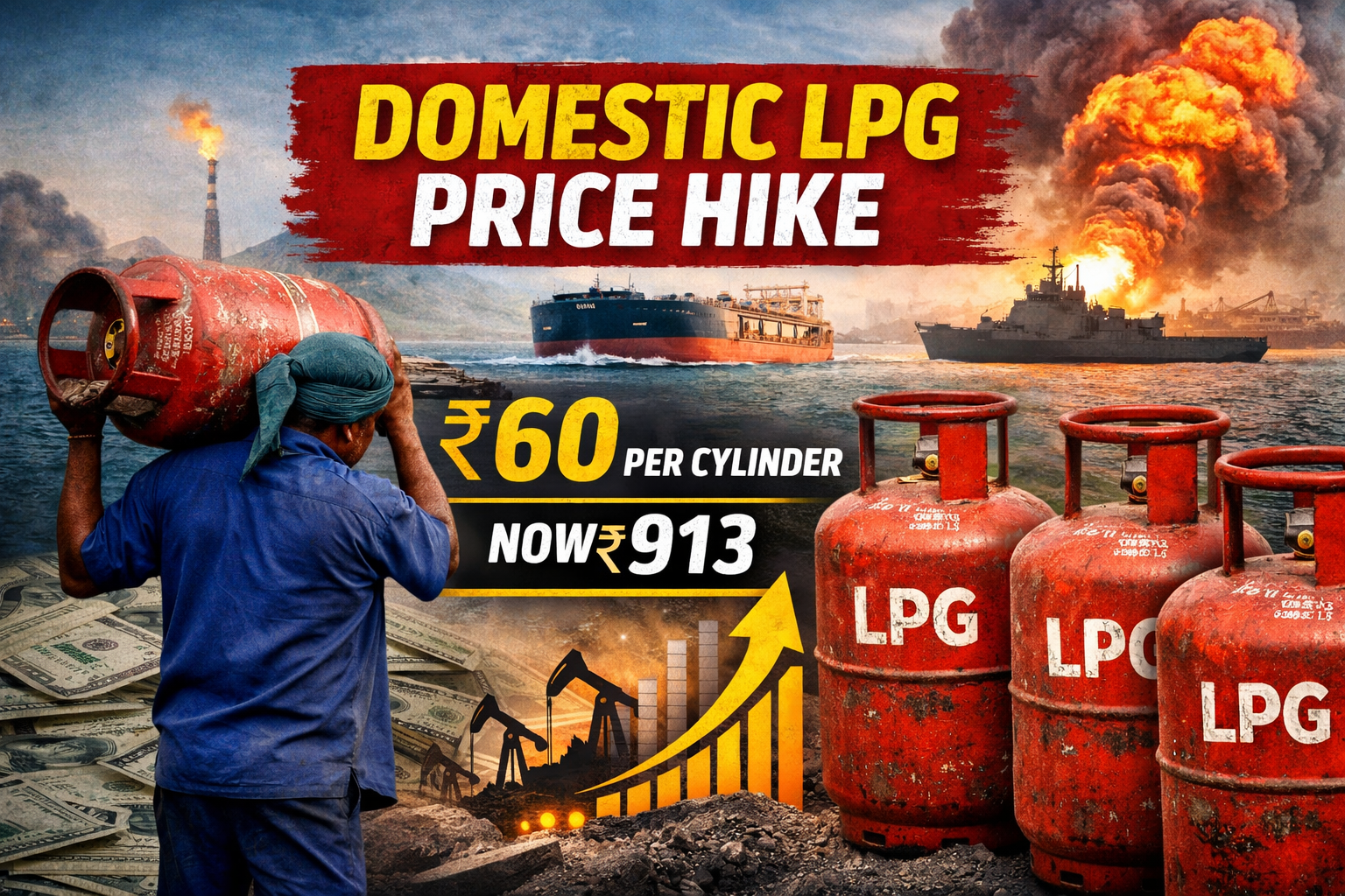 Domestic LPG Cylinder Price Hiked by ₹60 to ₹913: West Asia Conflict ...