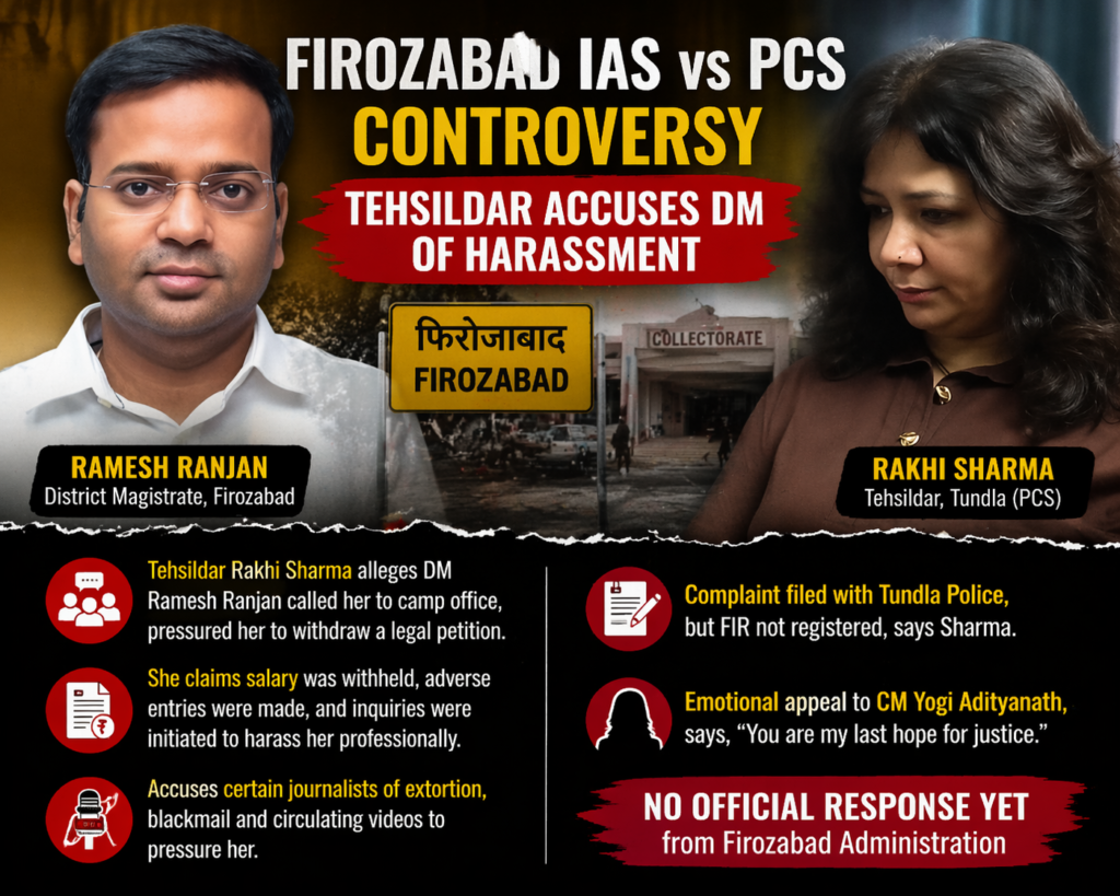 Firozabad IAS vs PCS Controversy: Tehsildar Rakhi Sharma Accuses DM Ramesh Ranjan of Harassment