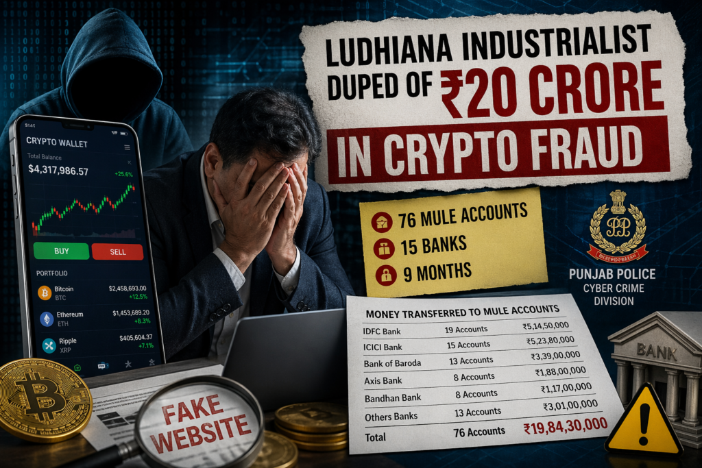 Biggest Crypto Fraud in Punjab: Ludhiana Industrialist Duped of Nearly ₹20 Crore in Sophisticated Crypto Scam