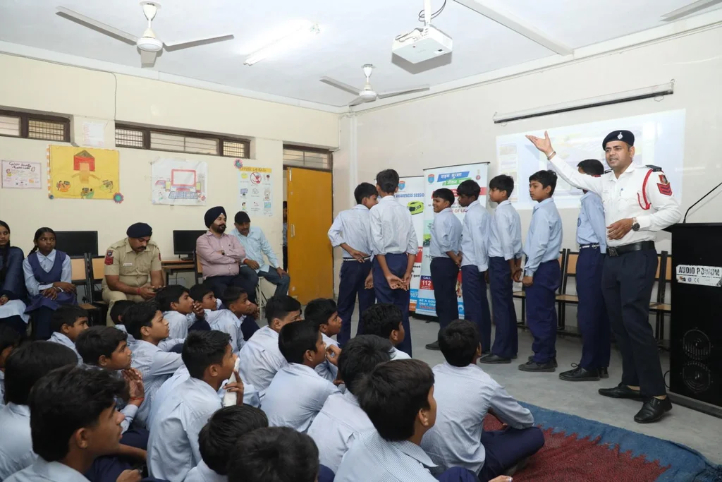 Road Safety Awareness Lecture Held at Govt Model High School Maloya Chandigarh